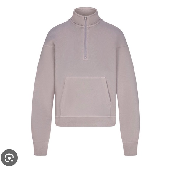 NWT SKIMS French Terry Shrunken Half Zip in Oyster size M RARE - Picture 2 of 4